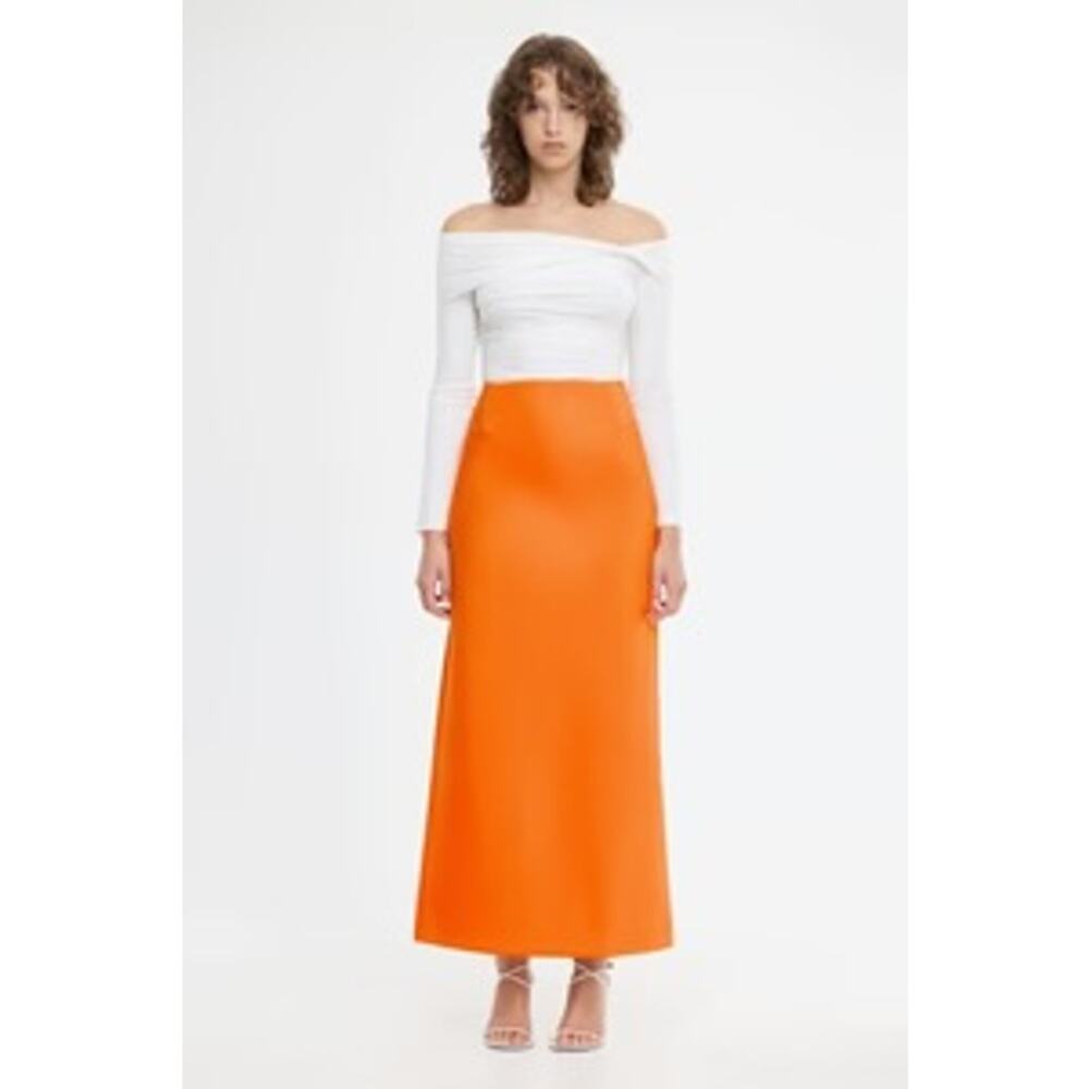 ACLER Balderstone Maxi Skirt Tangerine Orange Scuba US 4 NWT Quiet Luxury Event